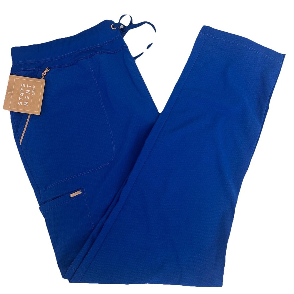 Cherokee Blue Scrubs Statement Mid Rise Tapered Leg Pull On Pant CK055P L Petite